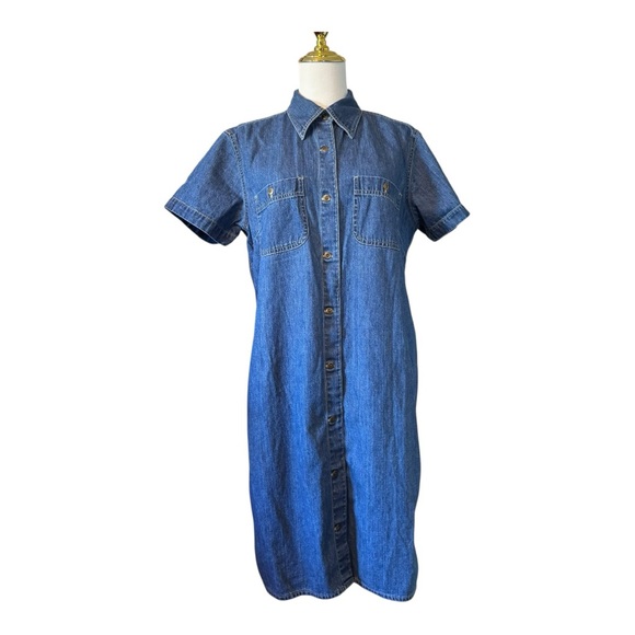 Liz Claiborne Blue Midi Denim Dress Medium 10 - Picture 2 of 7